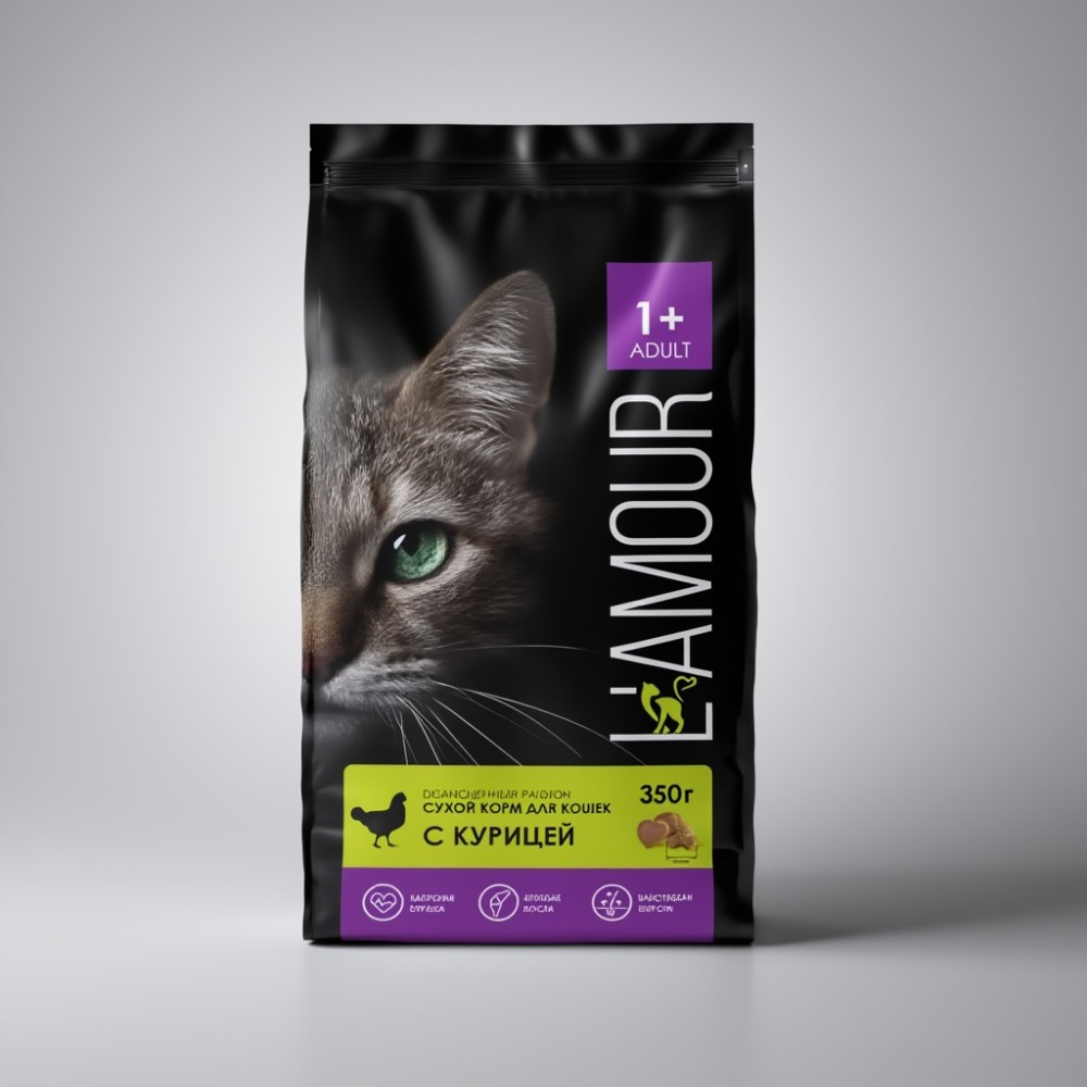 ТР BY Корм для кошек сухой с Курицей ТМ "L`amour" 350г*12шт