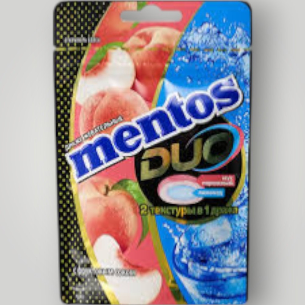 Драже жев MENTOS DUO (дуо) со вкус персикового лимонада 45г_16*10шт