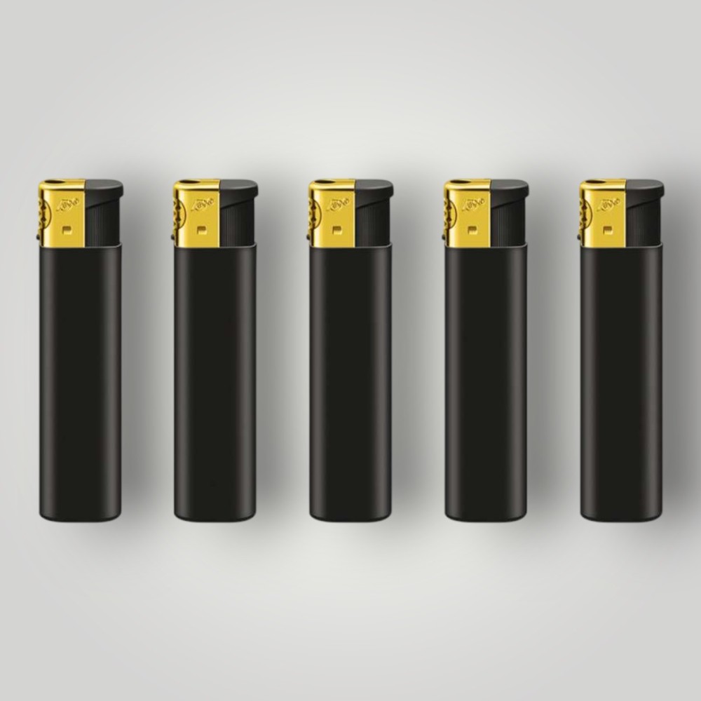 Зажигалка "Flameclub" P-02 RUBBER BLACK/GOLD CAP (17711)