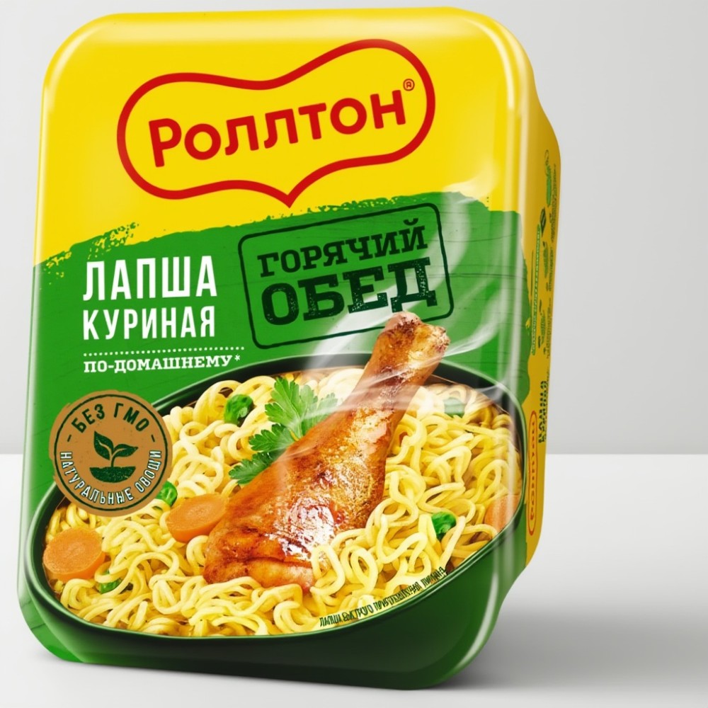 Изделия макаронные быстрого приготовления яичные Куриная лапша по домашнему  "Роллтон"лоток 90г*24