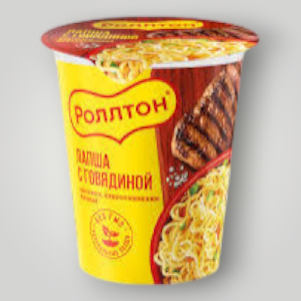 Изделия макаронные быстрого приготовления яичные с говядиной "Роллтон"70г*24