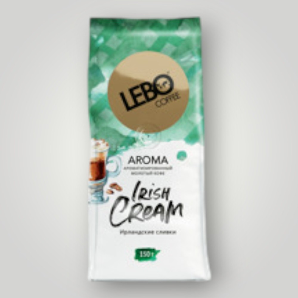 Кофе жареный молотый Арабика с ароматом ирландских сливок "LEBO IRISH CREAM", 150г*12шт