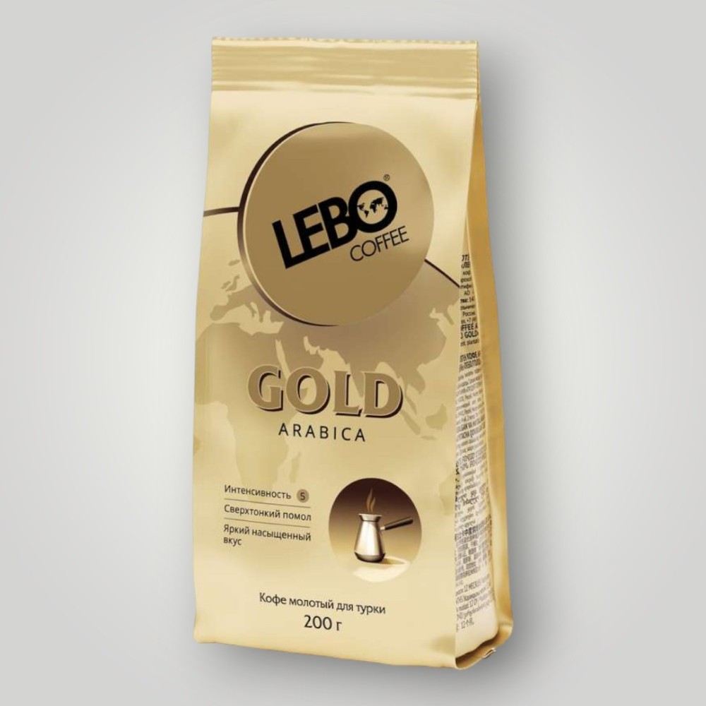 Кофе жареный молотый Арабика среднеобжаренный "LEBO GOLD" для турки 200г*25шт