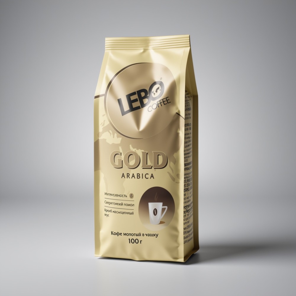 Кофе жареный молотый Арабика среднеобжаренный "LEBO GOLD" для чашки 100г*50шт