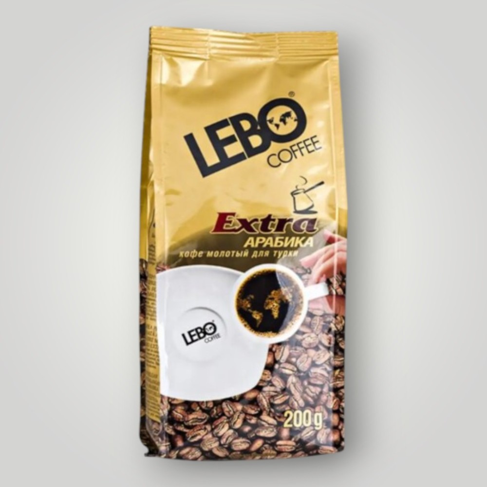 Кофе жареный молотый Арабика среднеобжаренный для турки "LEBO EXTRA", 200г*25шт