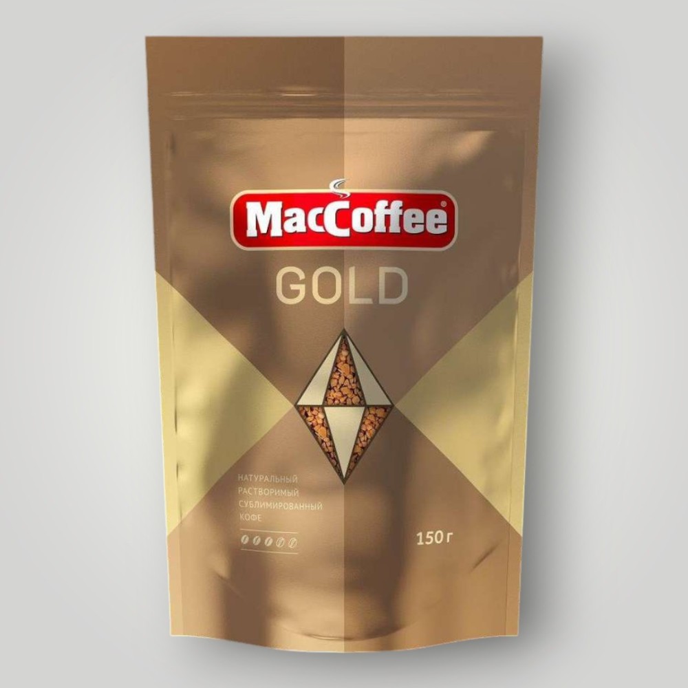 Кофе натуральный растворимый сублимированный "GOLD" т.з. "MacCoffee" д/пак 150г*12