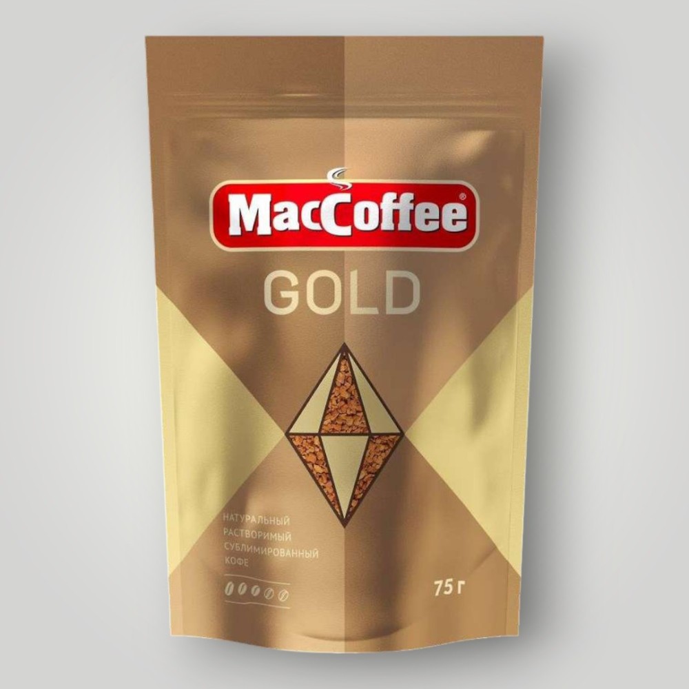 Кофе натуральный растворимый сублимированный "GOLD" т.з. "MacCoffee" д/пак 75г*12