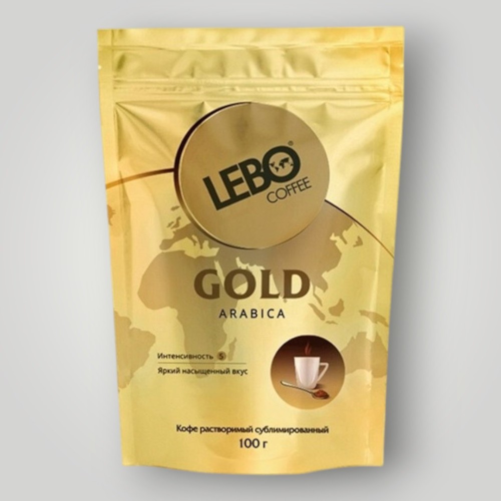 Кофе растворимый сублимированный "LEBO GOLD",  дой-пак 100г*10шт