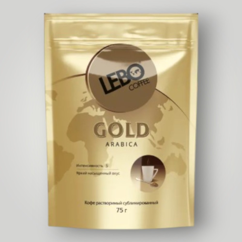 Кофе растворимый сублимированный "LEBO GOLD",  дой-пак 75г*12шт