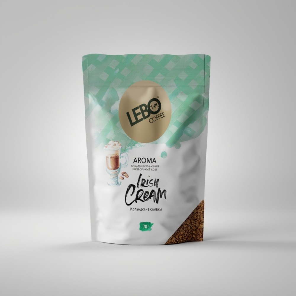 Кофе растворимый сублимированный с ароматом ирландских сливок "LEBO IRISH CREAM",  70г*12шт