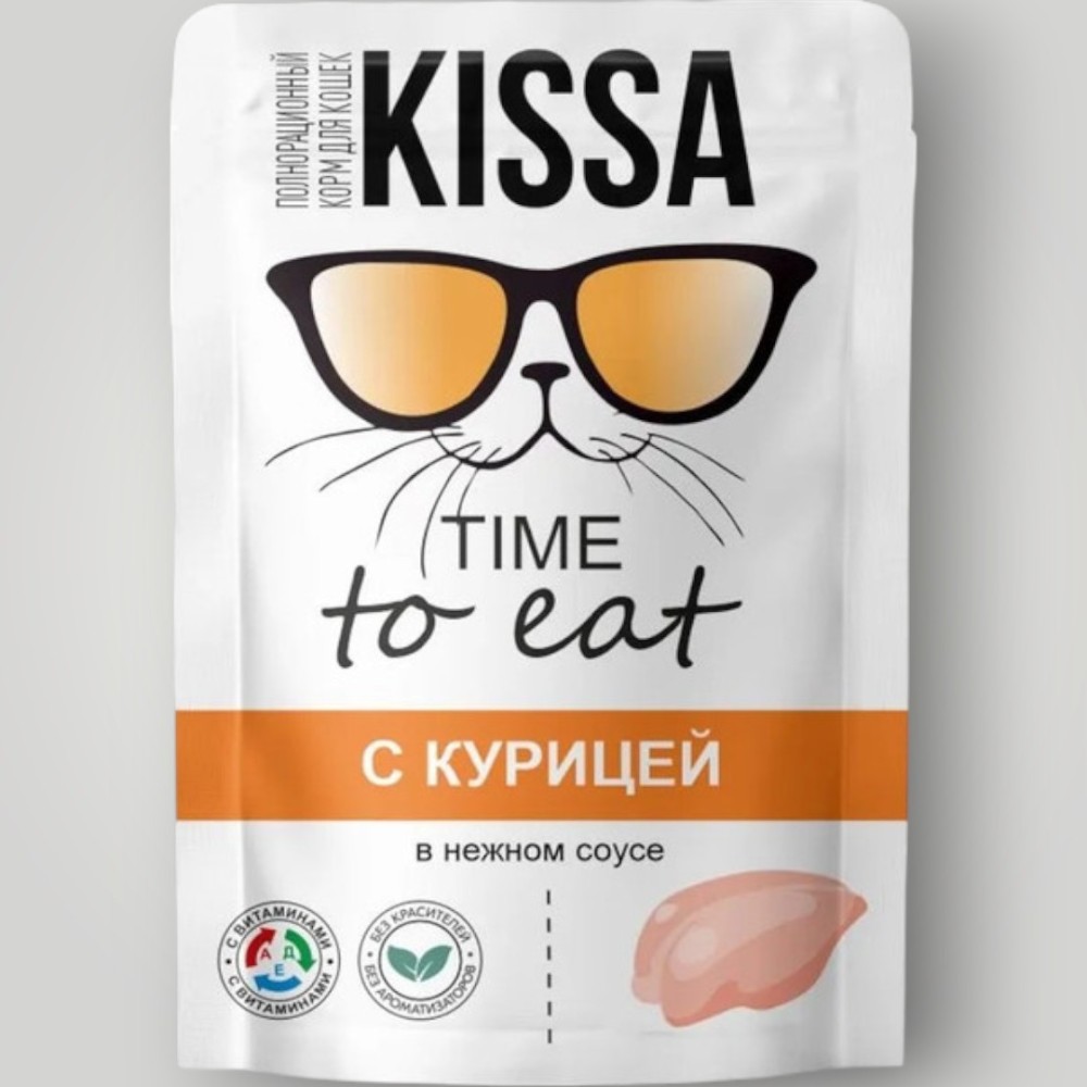 Корм конс. для кошек с Курицей в соусе ТМ "Kissa" полнорационный (пауч-пакет) 75г*28шт