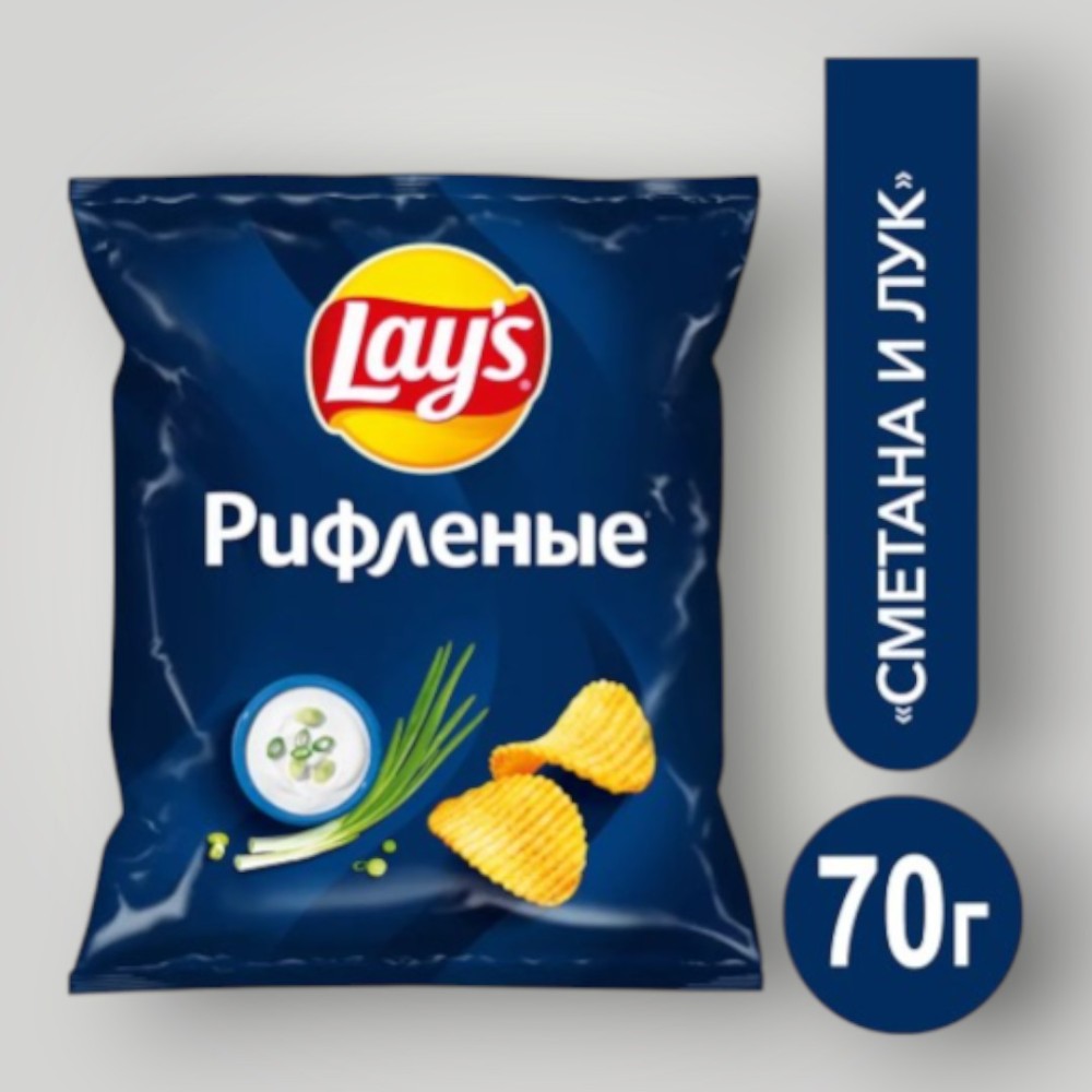Чипсы со вкусом Сметаны и Лука (25*70г)  ТМ "Lay s"