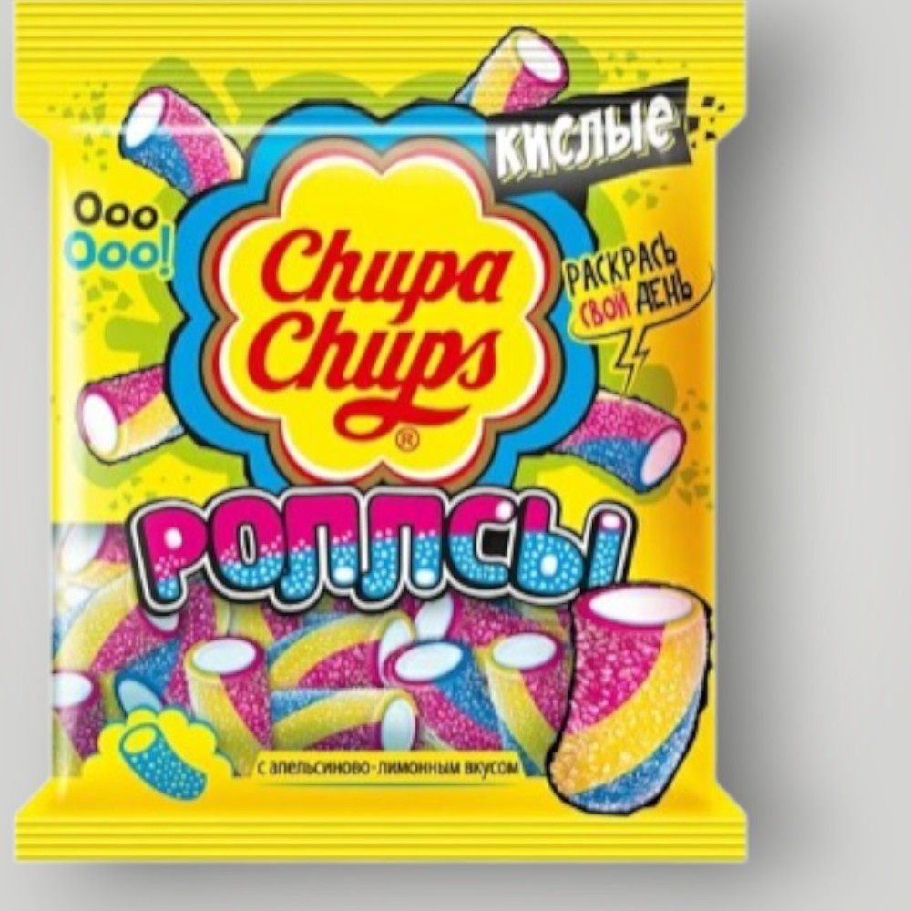 Экструдированный Мармелад "Чупа Чупс" "Роллсы" со вкусом апельсина и лимона 70г*30ш