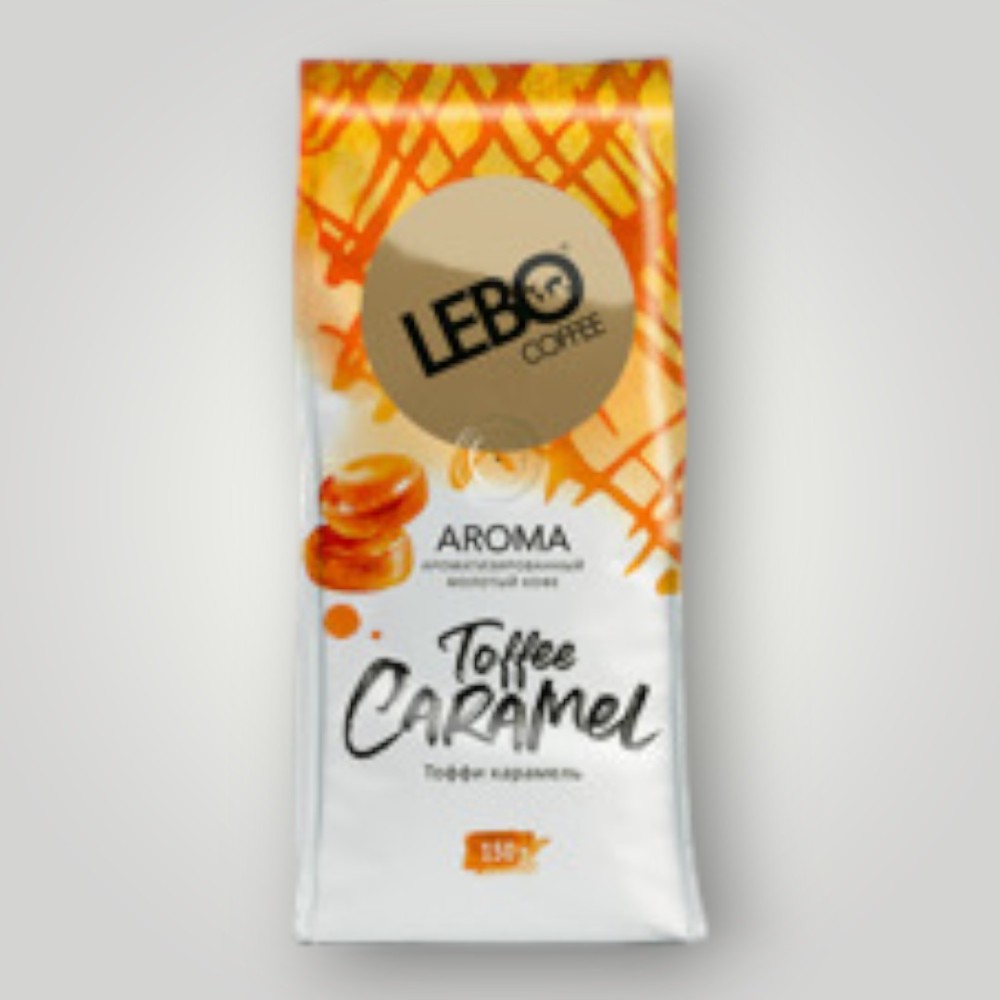 Кофе жареный молотый Арабика с ароматом карамели "LEBO TOFFEE CARAMEL",  150г*12шт