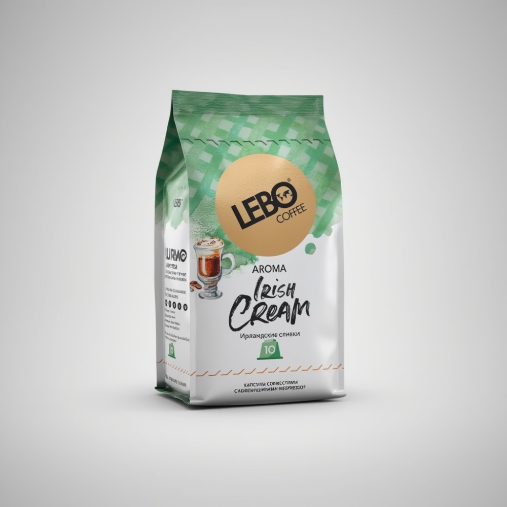 Кофе натуральный жареный молотый в капсулах с аром. ирл. сливок "LEBO IRISH CREAM",  5, 5г*10шт